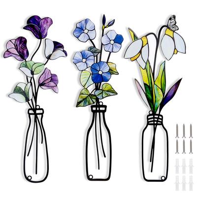 Metal Flowers Wall Art Rustic Farmhouse Decor Minimalist Flower Wall Decor for Living Room Porch Bedroom Dining Room Home Gifts