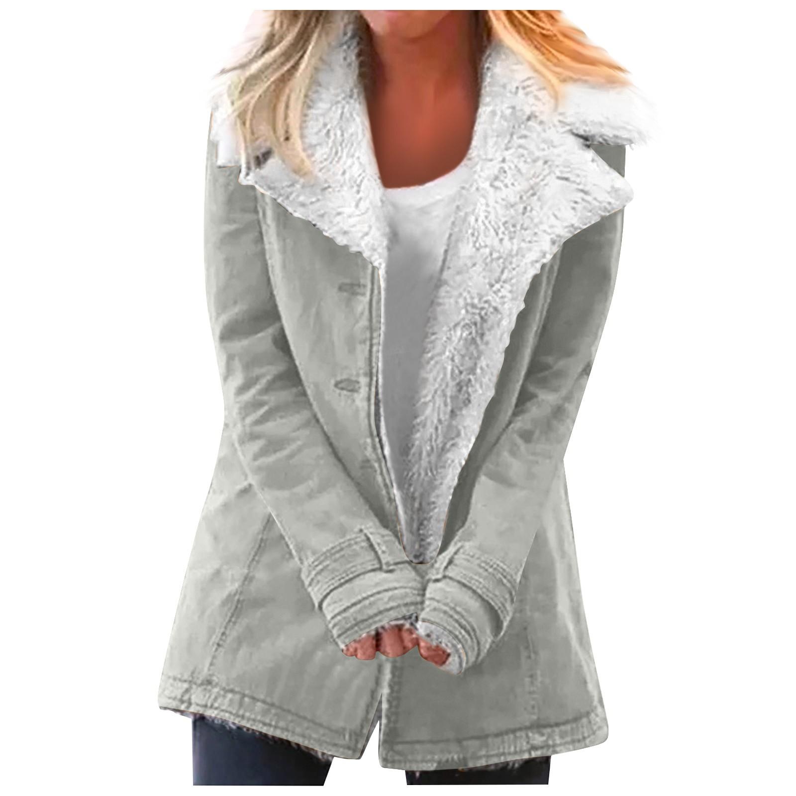 

Женская повседневная модная свободная однотонная шляпа плюс карманная куртка с флисовым воротником L