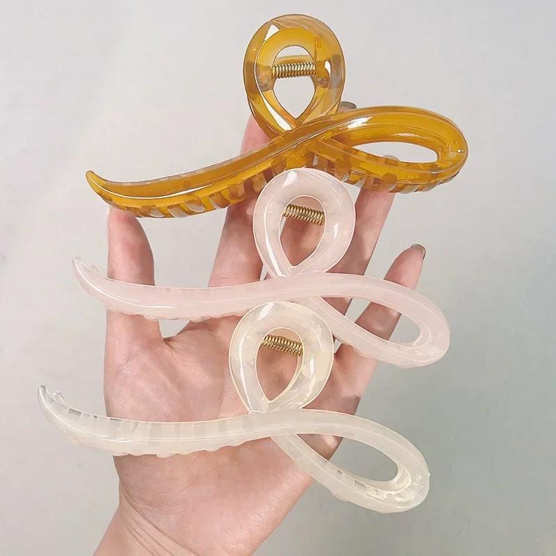 Jelly Colored Bow Grip Clip Sweet Ornament Back of Head Hair Shark Clip Simple Large Hair Clips Hairpin Fashion Hair Accessories