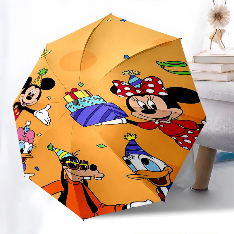 Mickey Mouse and Friends Themed Automatic Opening and Closing Umbrella, Brightly Colored 8-rib Portable Umbrella, Suitable for Men and Women, A Perfec
