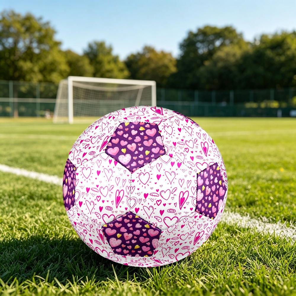 1PZ Pallone da Calcio Cuori Rosa Cuori Colorati Taglia 5 Calcio Cucito a Macchina Universale Indoor/Outdoor Calcio A63