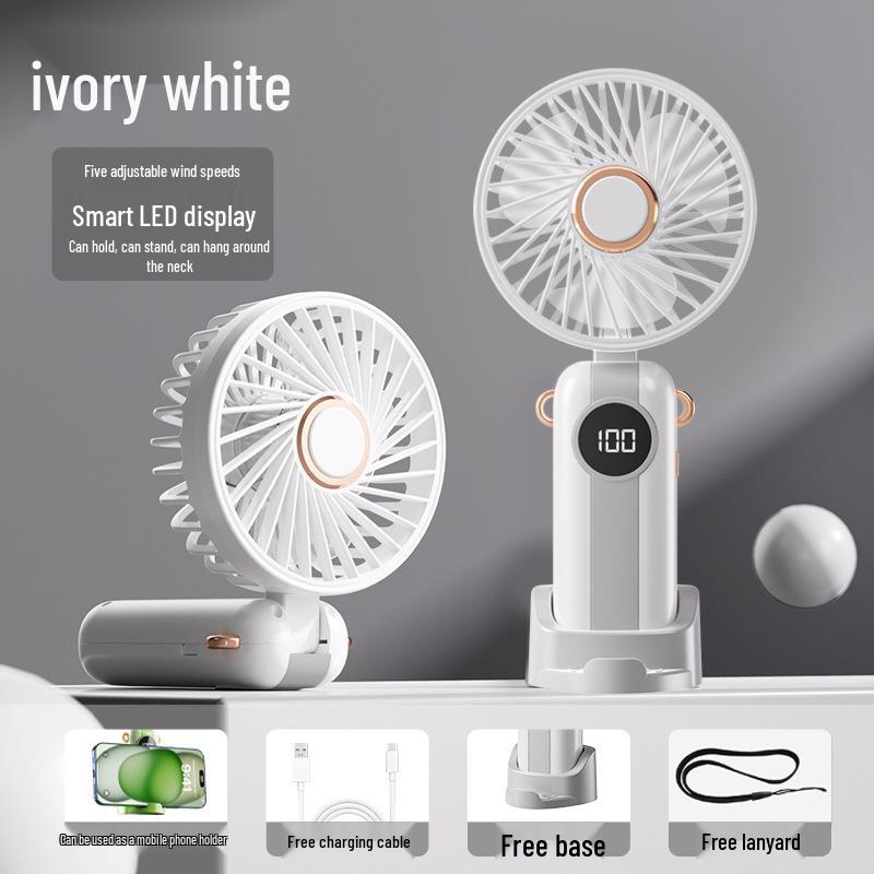 Portable Mini Handheld Fan with USB Charging, Foldable Design, Digital Display, Perfect for Students, Dorms, or As a Cross-Border Gift.