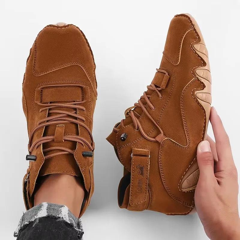 New 2025 Men's Retro Design Sports Shoes Men's Outdoor Casual Leather Breathable Comfortable Summer Hot Selling Flat Ankle Boots