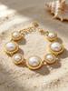 Chic Stainless Steel Bead Ring Bracelet: Elegant European-American Light Luxury Jewelry Set