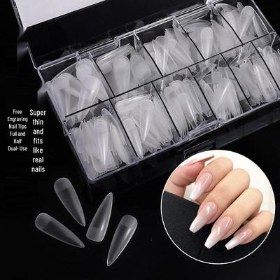 Nail Art Matte Almond Water Drop Tips - 500 Seamless Pieces for Full/Half Extensions
