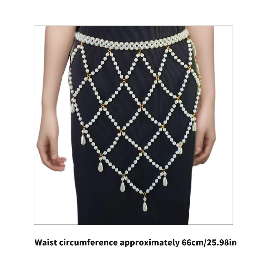 Fashionable Imitation Pearls Tassels Waist Chain Belt Imitation Pearls Texture Perfect for Enhancing Party Outfits