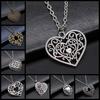 3D Hollow Heart Pendant Necklace Vintage Antique Silver Color Carved Heart Pendant Necklace For Women Long Metal Chain Necklace