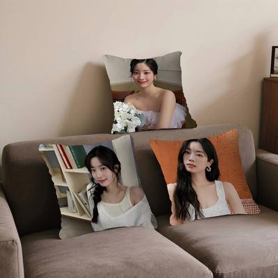 Sänger K-Kim-DaHyun Kissenbezüge Cartoon Sofa Dekorativ Zuhause Beidseitiger Druck Kurzplüsch Niedlicher Kissenbezug