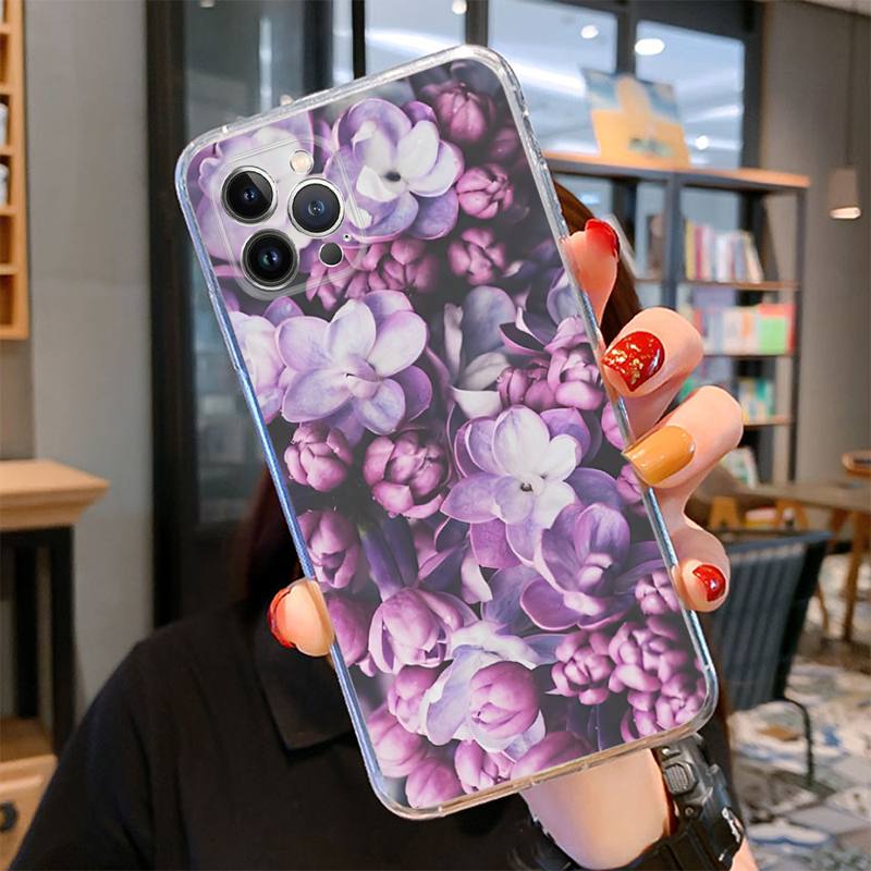 Husa de telefon roz cu flori pentru iPhone 14 13 12 11 Pro Max XS X XR SE 2020 6 7 8 Plus Mini carcasa transparenta