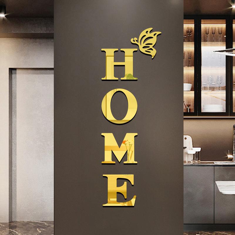 HOME Home Logo 3D Mirror Wall Sticker, Entrance Decoration, Home Decoration
