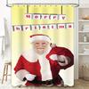Tuniu Festive Santa Claus Shower Curtain Christmas Bathroom Decor Funny Holiday Gift Cute Waterproof Fabric Backdrop For Home