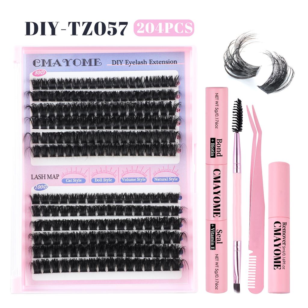 210 Clusters Of Thick 80D100D Single Cluster False Eyelash Set, Color Diy Segmented D-Curve Eyelashes