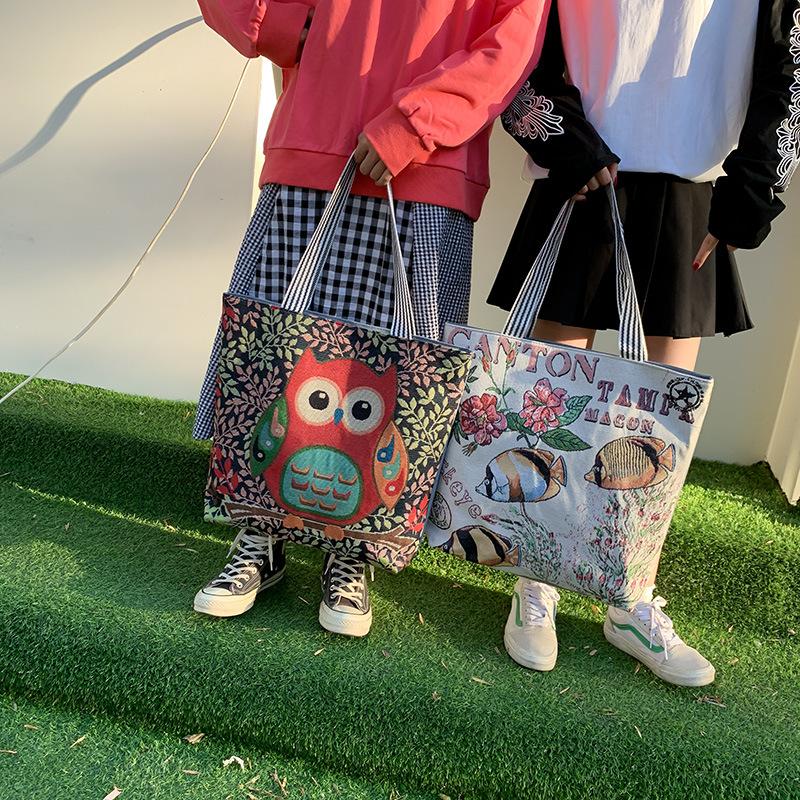 Embroidered Fashion Bag Simple Single-shoulder Bag Hand-held Women's Bag Large-capacity Shopping Bag