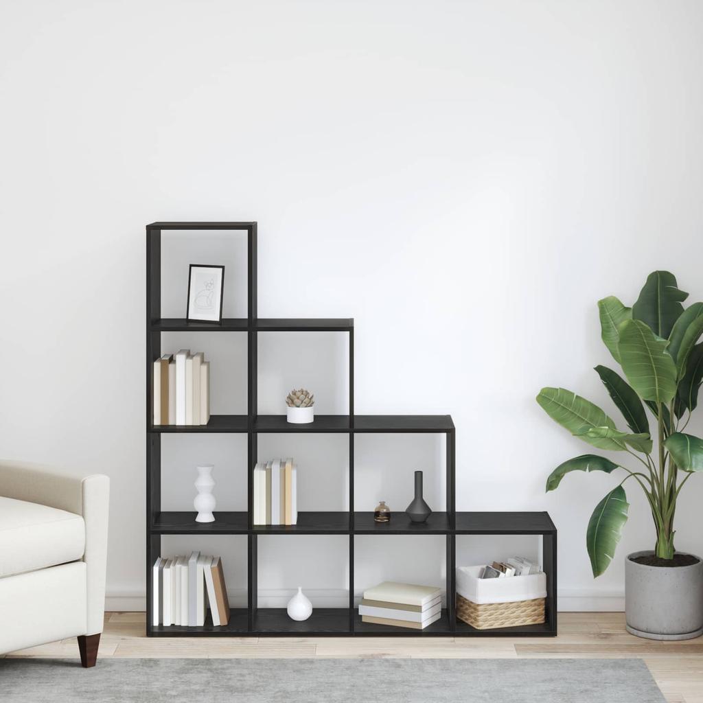 Room Divider Bookshelf Black Oak Effect Wood Based Material