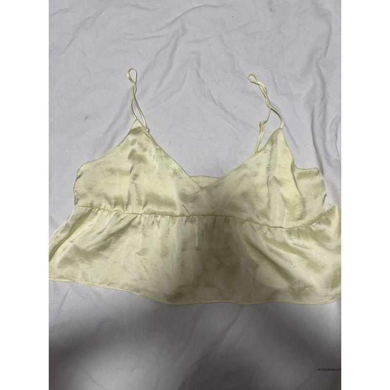 Canada Red Brand a Home Pure Yuan Niche Satin V-neck Pure Desire Wind Sling Top Women