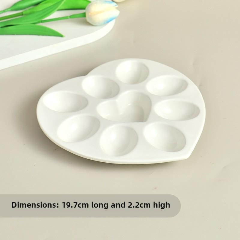 Ceramic Egg Tray with High Temperature Resistance, Household Cartoon Plate, Non-slip Bottom, Simplicity Kitchen Tableware