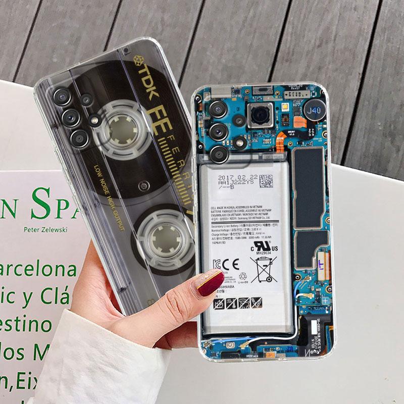 Cassette Tapes Circuit Board Camera Phone Case For Samsung Galaxy A56 A57 A37 A55 A54 A36 A35 A26 A16 A17 A07 A52 A34 A73 Cover