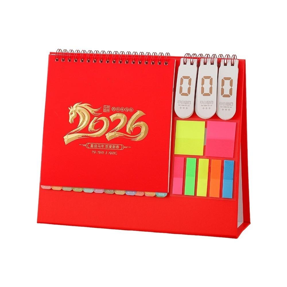 Standing 2026 Desktop Desk Calendar Thick Paper Time Management Writeable Calendar Foldable Memo Function Desktop Paper Calendar