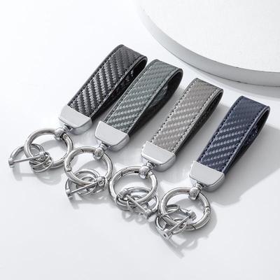 Bilnyckelring med kolfibermönster: Kreativ Anti-Lost Handgjord Metall & Läder Herr-/Damaccessoar