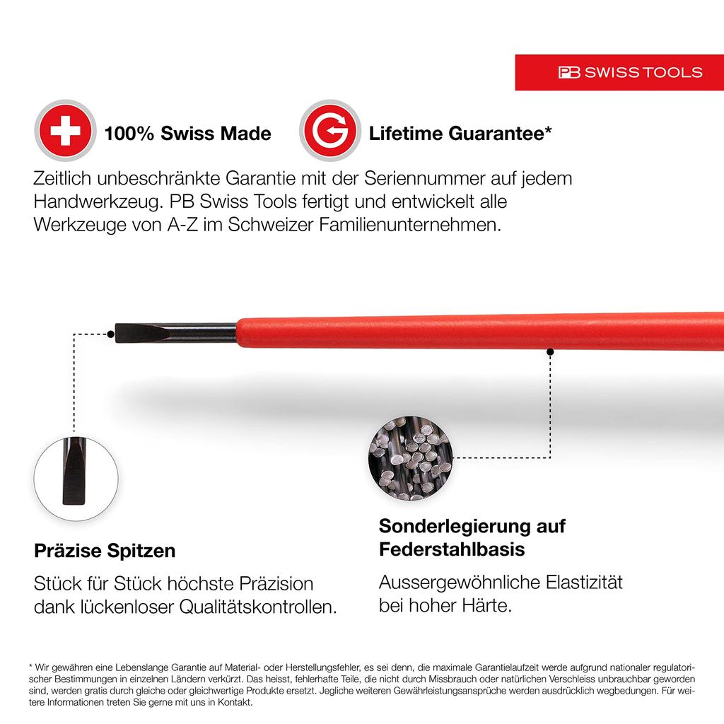 PB SWISS TOOLS 3-Piece SwissGrip Classic Insulated Flathead Screwdriver Set In Paper Box (5539.CBB)