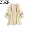 Zbzr Spring New Women Clothes Western Style Fashion Simple Casual Patchwork Embroidery Short Dress 5770042