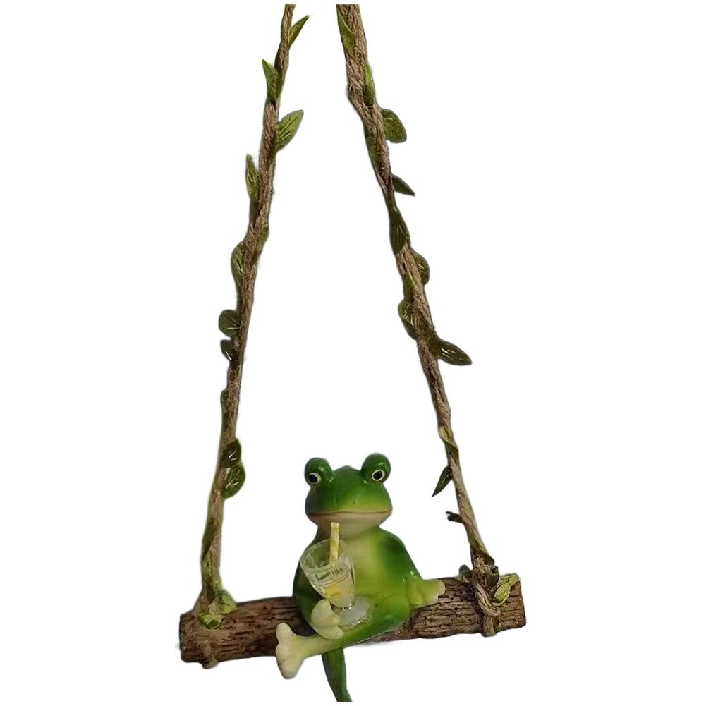 Altalena da Giardino Rana Accento in Resina per Balconi e Fioriere Decorazione Robusta Resistente agli Agenti Atmosferici in Resina con Stile Giocoso