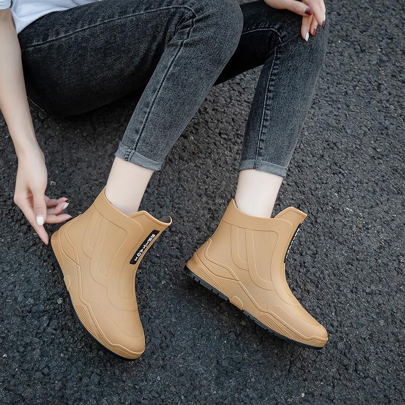 Couple Fashion Transparent Rain Shoes Street Versatile Color Matching Short Rain Boots Women's Non-slip Waterproof Shoes Rubber Shoes