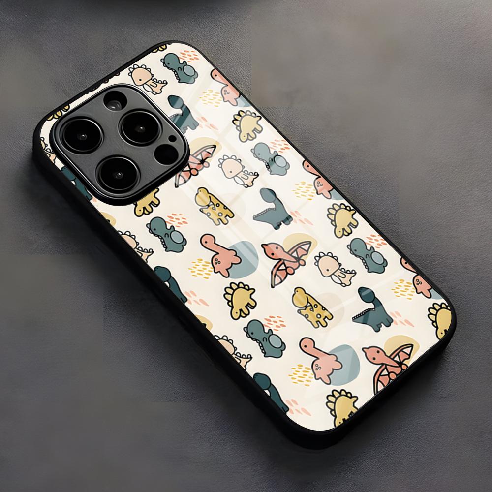 

Cute Cartoon Dinosaurs Phone Case For IPhone 17 Pro Max 16 15 14 Pro Max 13 11 X Xs Xr 8 7Plus glassCover iPhone 16