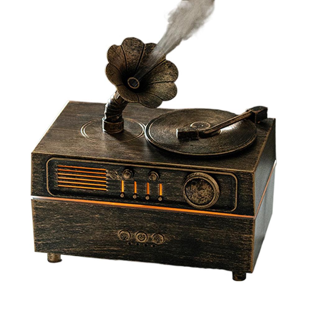 Retro Gramophone Aromatherapy Spray Humidifier With Colorful Ambient Lighting White Noise Essemtial Oil Diffuser Home Fragrance