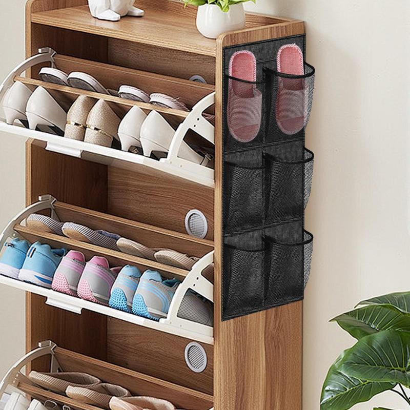 Wall-Mounted Storage Bag 6 Compartments Mesh Closet Shoe Holder Door Hangable Storage Basket Closet Hangable Storage Pockets