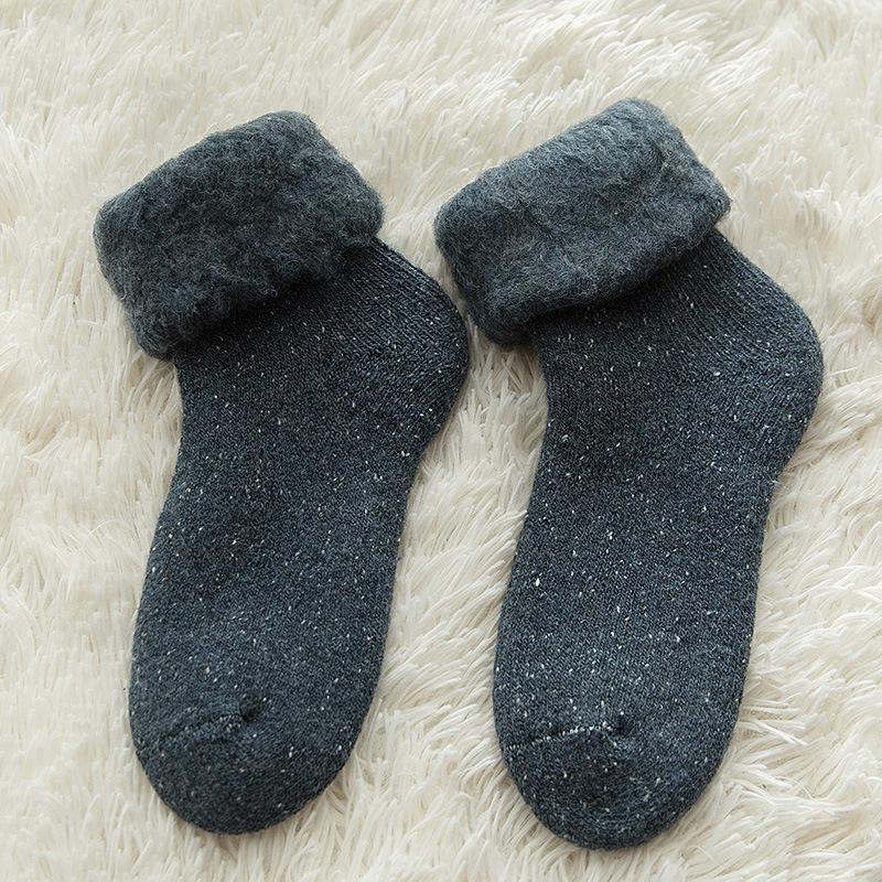 Women’s Extra Thick Fleece-Lined Terry Wool Socks - Warm, Cold Resistant Mid-Calf Snow Socks