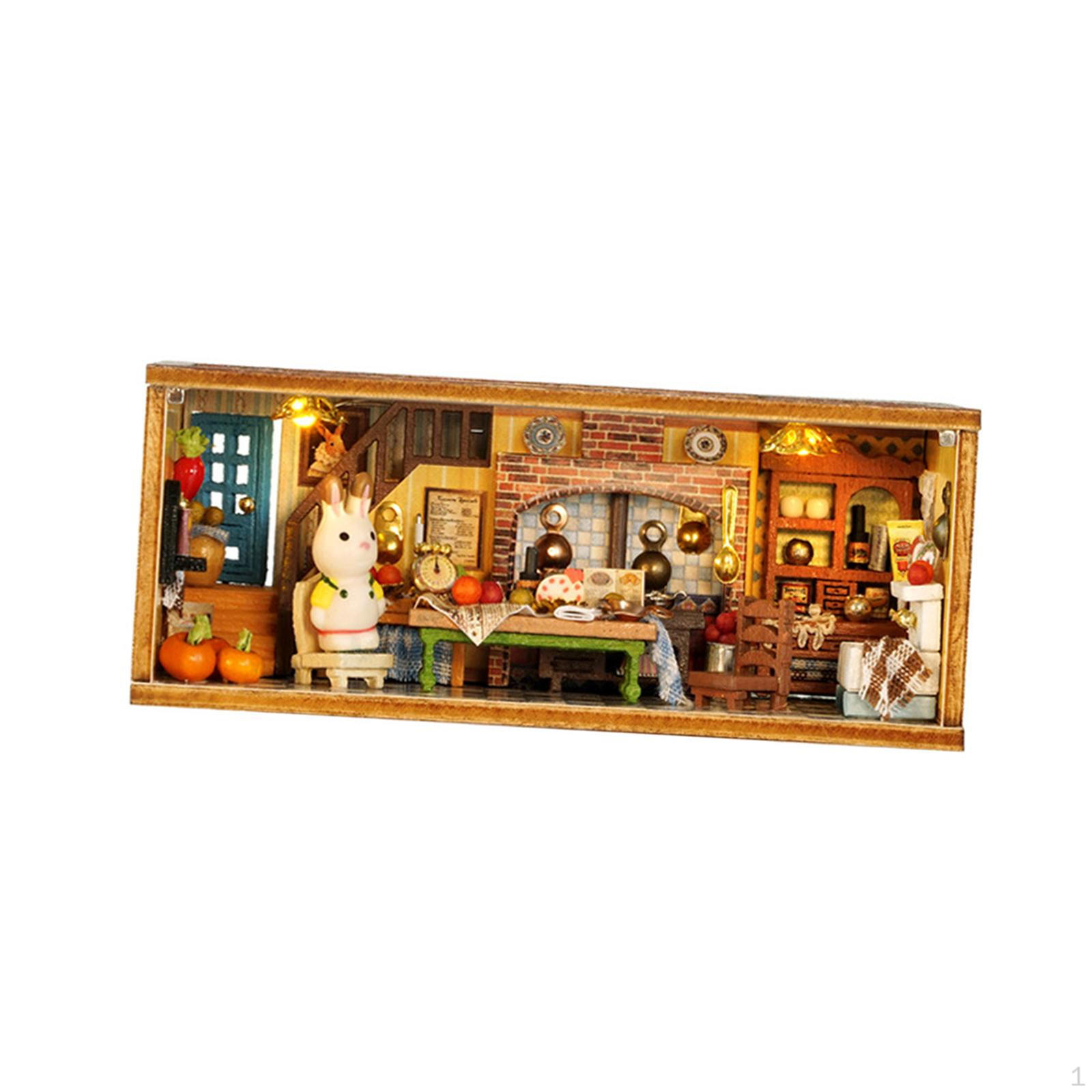 

Деревянный кукольный дом, вечерние сувениры, строительные блоки, реалистичный миниатюрный кукольный домик для гостиной Kitchen