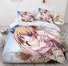 Anime Girl Cartoon Bed Linen Set 3-Piece 3D Print Anime Duvet Cover with Zip Microfibre Teenager Duvet Covers with 2 Pillowcases