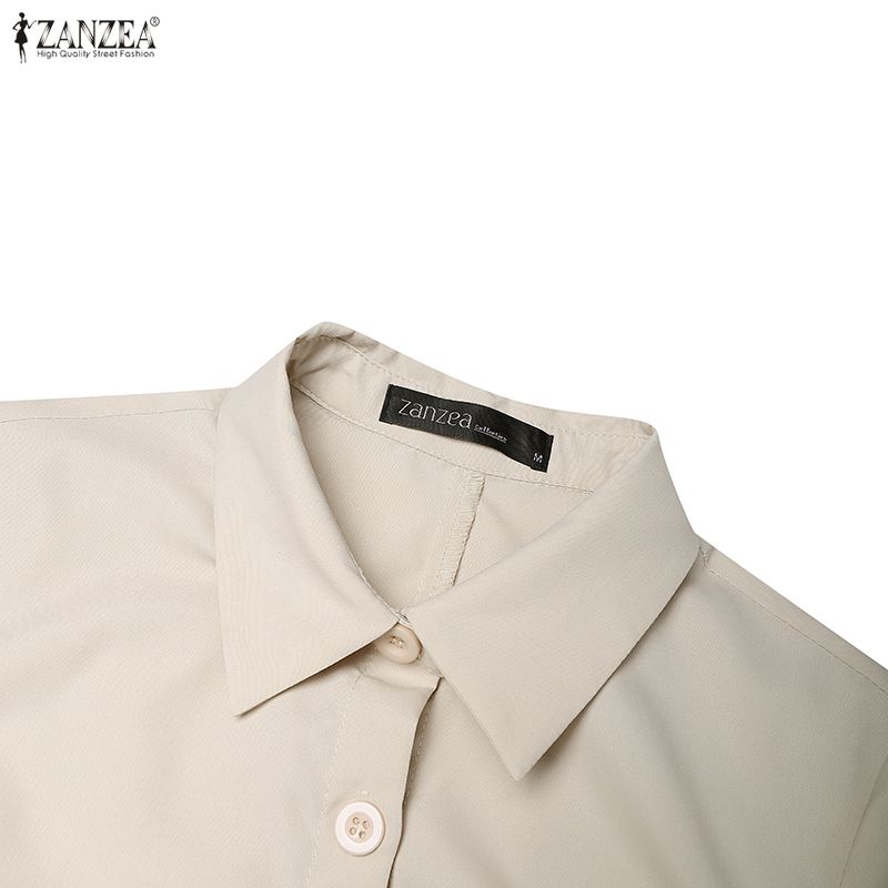 ZANZEA Women Turn Down Collar Casual Short Sleeve Dress