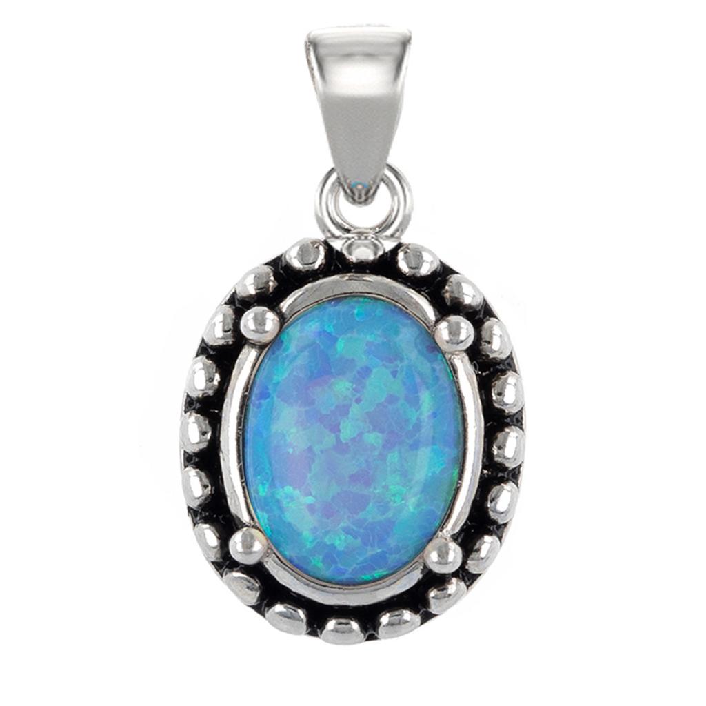 Les Trésors De Lily [R7171] - Silver Pendant 'Goddess Opal' Silver Blue (rhodium) - 12x10mm