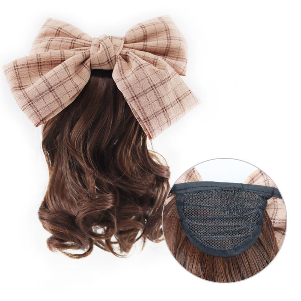 Hair Extensions Bows Knot Ponytail Kids Headwear Drawstring Ponytail Wig  Girls светло-коричневого