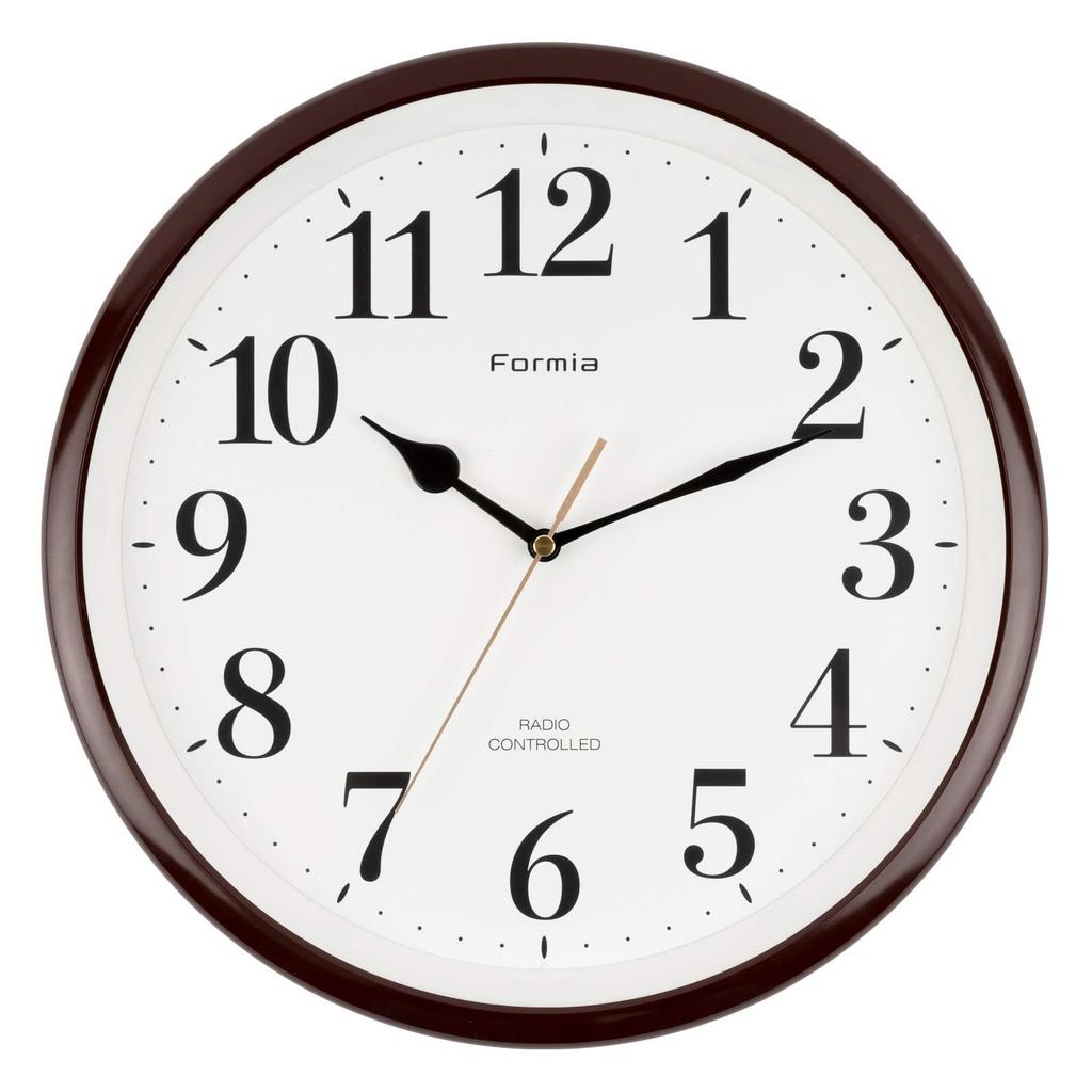 Formia Wall Easy to Second Hand Stops at For Hodogaya Radio-controlled Clock, Read, Simple, Night, Quiet, Children, Analog, Electronics, Brown,