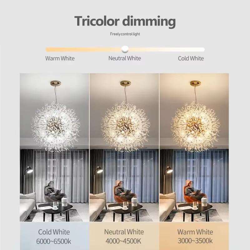 Modern Dandelion LED Chandelier Lighting Pendant Lamp For Living Room Dining Room Bedroom Home Decoration Art Crystal Lamps
