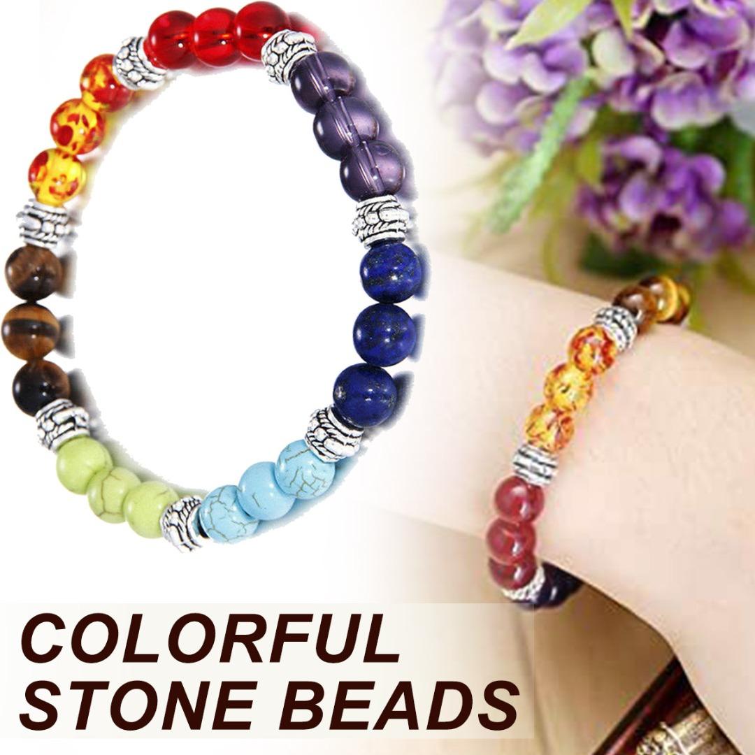 

Tingml 7 Чакра Бисер Исцеление Рейки Браслет из Натурального Камня Эластичные Украшения