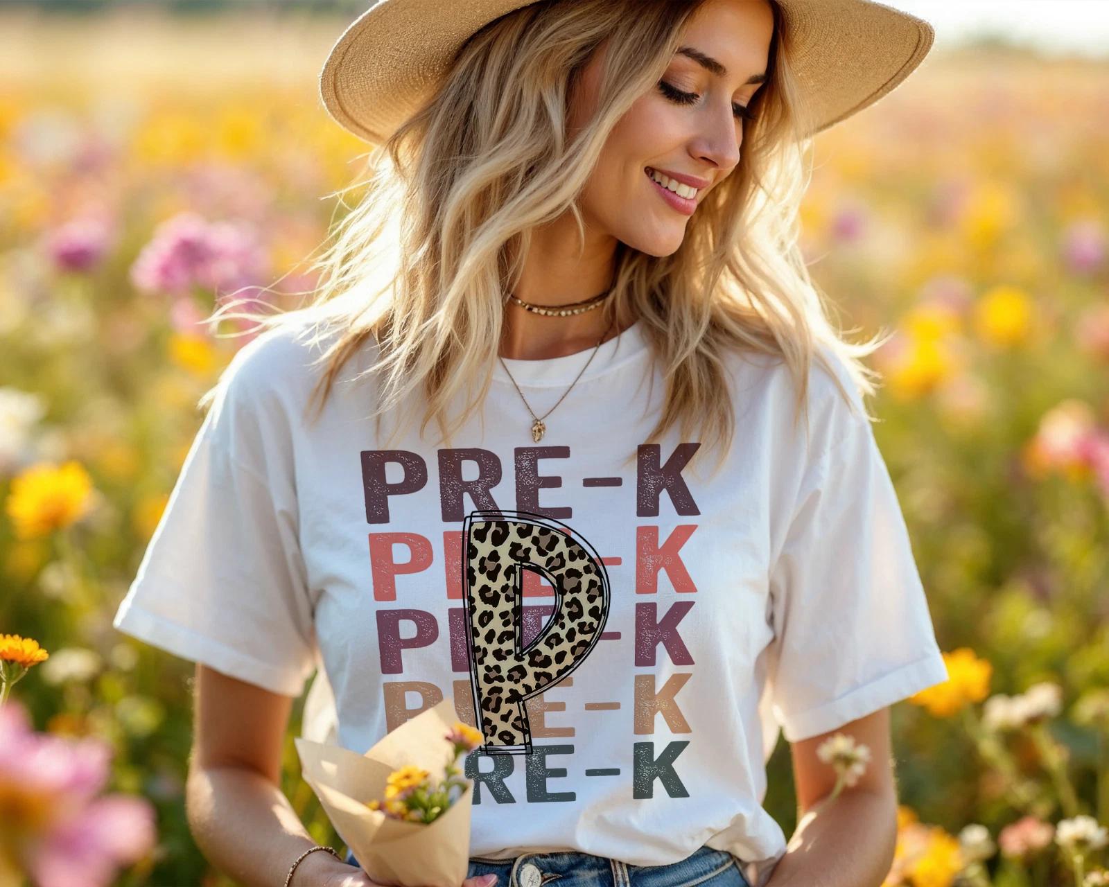 Pre-K Teacher Shirt – Leopard Print PreK Tee for Preschool Teachers A445 L