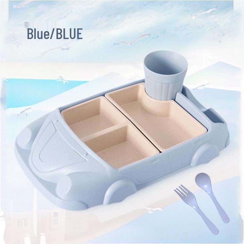 Bamboo Fiber Kids' Cartoon Car Tableware Set – Creative Divided Bowl Gift