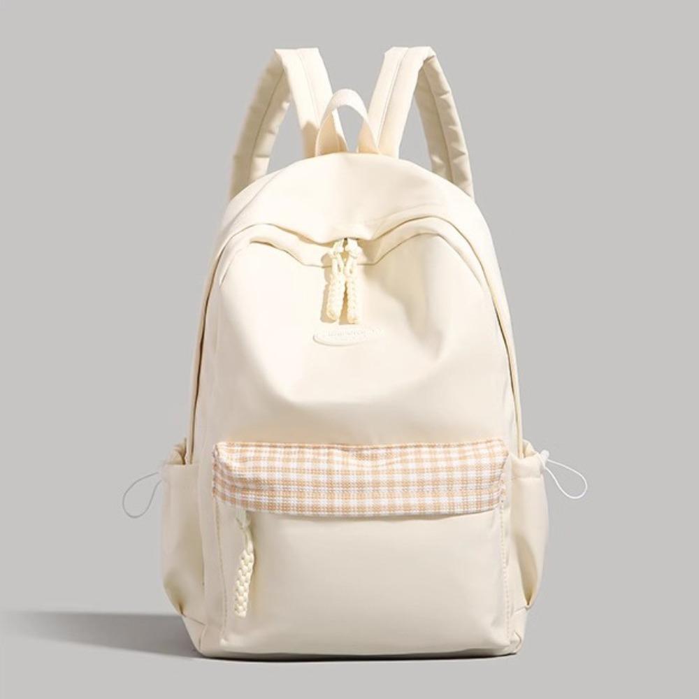 Solid color high-value backpack women's summer new large-capacity Korean versatile junior high school student schoolbag