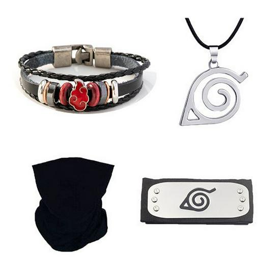 Available: Kakashi Mask, Naruto Kunai & Shuriken, Konoha Headband Set