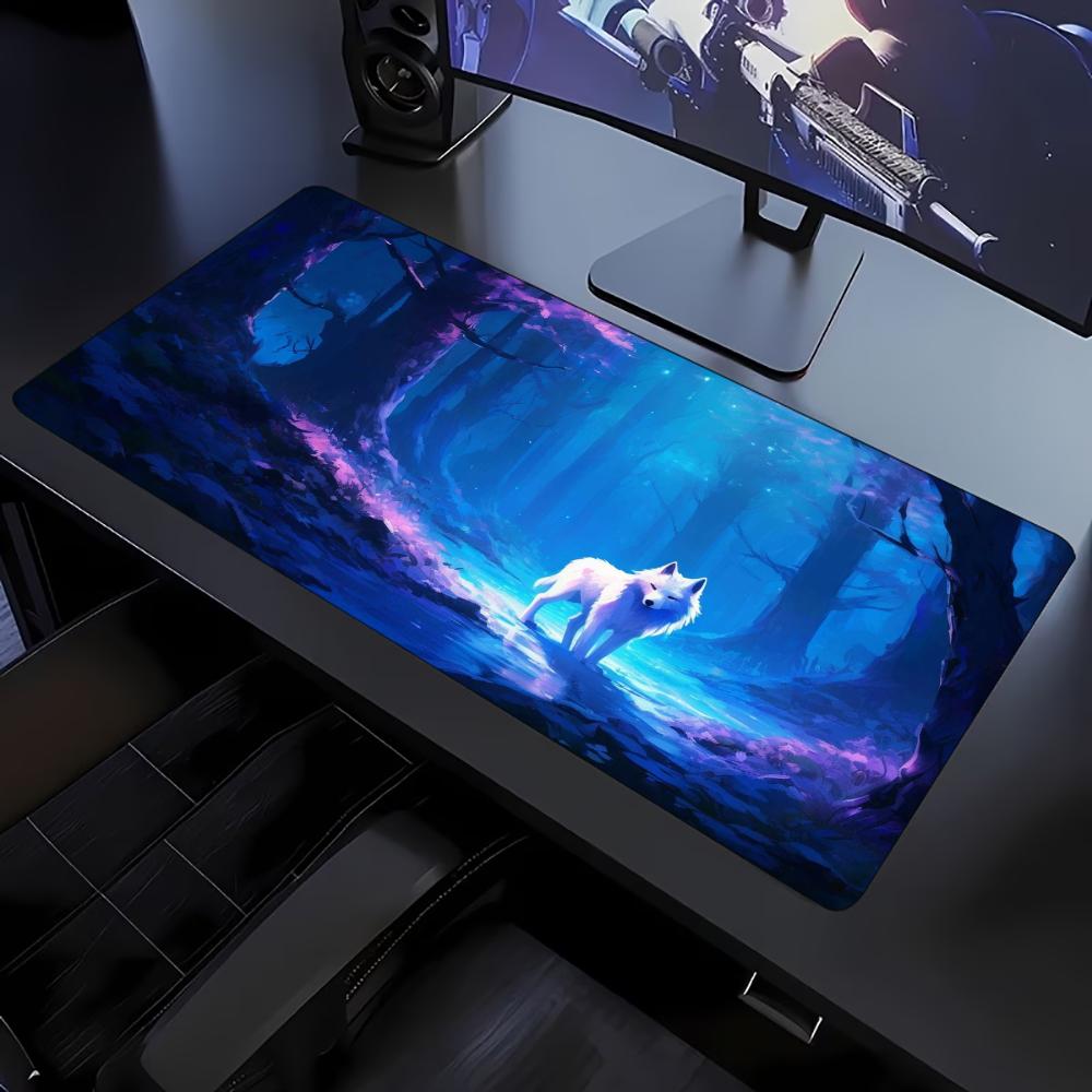 Mystical Galaxy Wolf Fantasy Art Non‑Slip Rubber Mouse Pad Smooth Desk Mat For Accurate Mouse Control Gaming Laptop Desktop Use