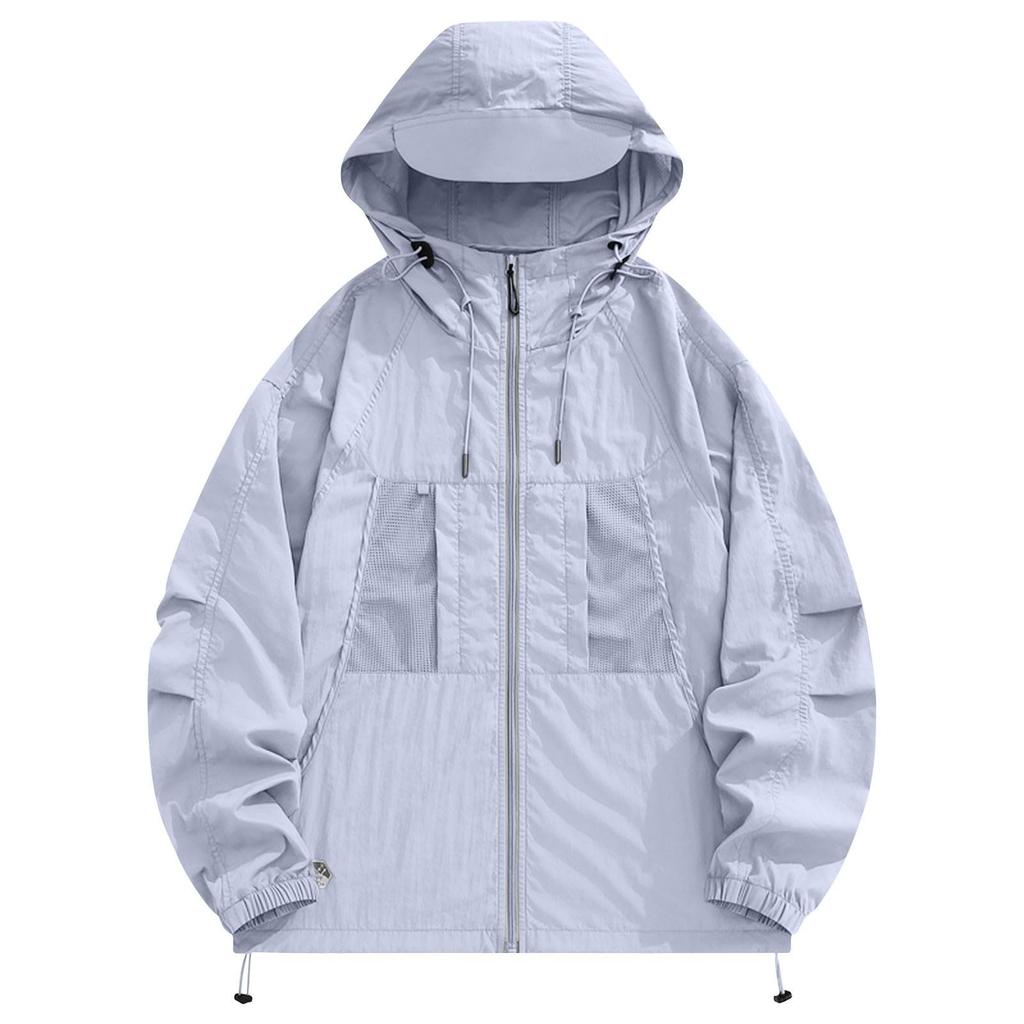 Lightweight Hooded Jacket For Couples Fashion Sunscreen Full Zipper Breathable Comfy Hoodies Coat Outdoor Sport Outwear