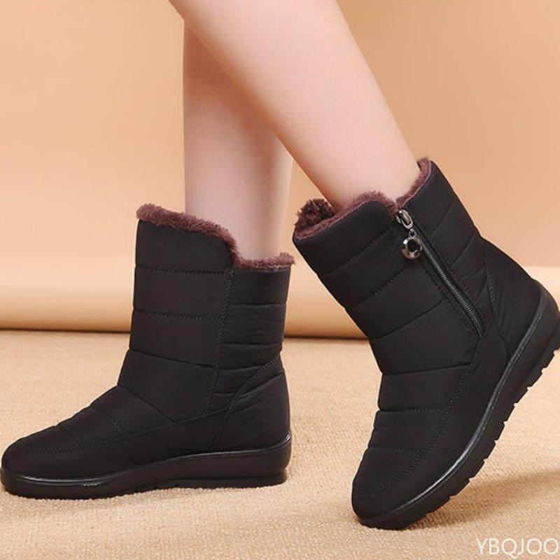 Mid Length Boots Warm Waterproof Snow Boots For Female Students In Autumn Winter Simple Comfortable Durable Cotton Shoes