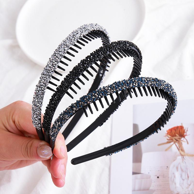 Non-slip Toothed Rhinestone Hair Hoops Elastic Comfortable Headbands Fashion Hair Accessories for Women Wedding Bridal