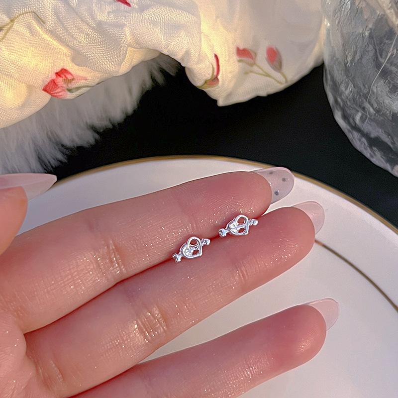 S925 Silver Stud Earrings Women's Ear Hole Earrings Niche Design Earbone Studs High-end Earrings