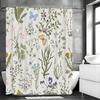 Floral Plant Shower Curtain, Bathroom Decorative Shower Curtain, Waterproof Shower Curtain with Hooks