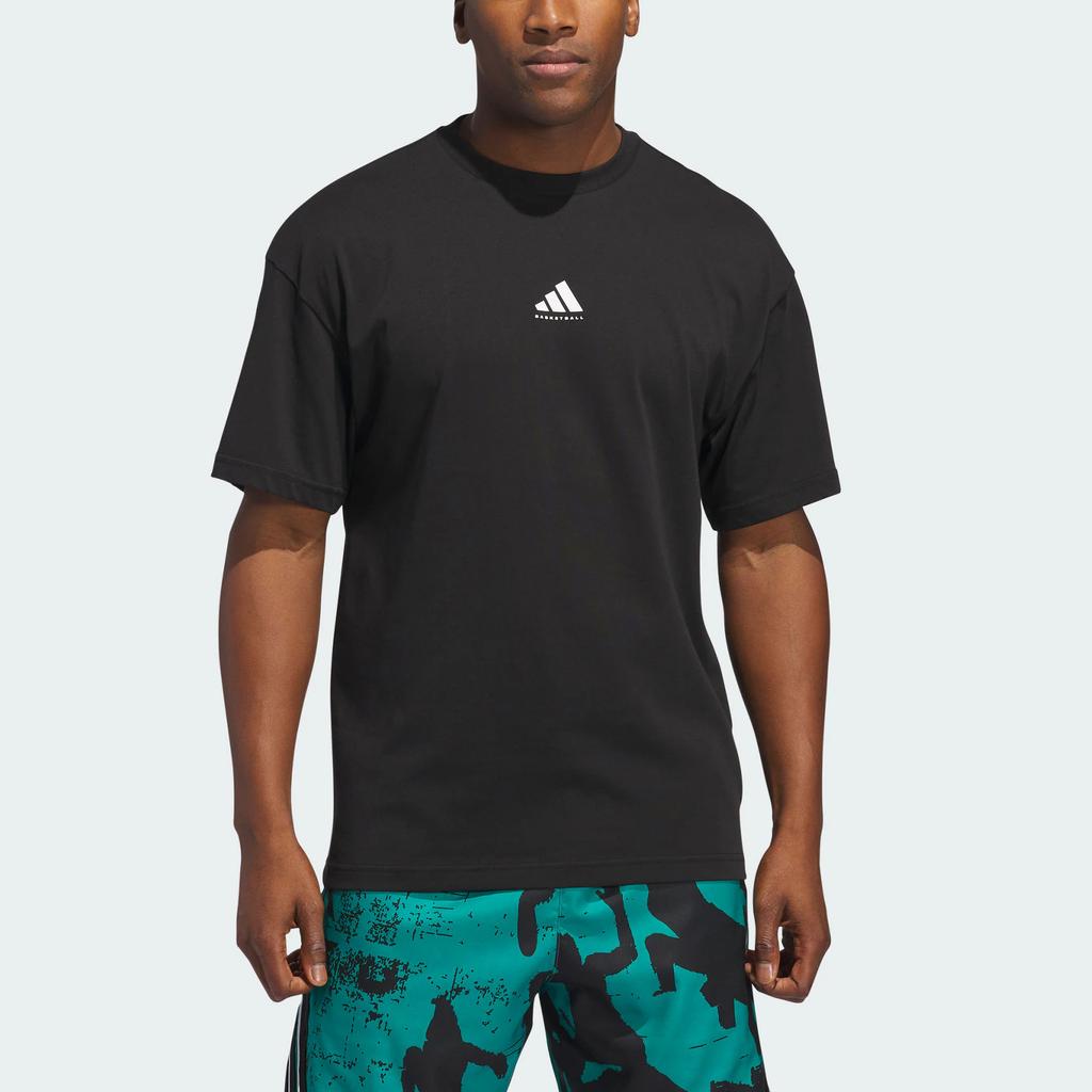 Adidas Select Foundation Logo Basketball Round Neck Pullover Short Sleeve T-Shirt Men T-Shirts Black White JN7116